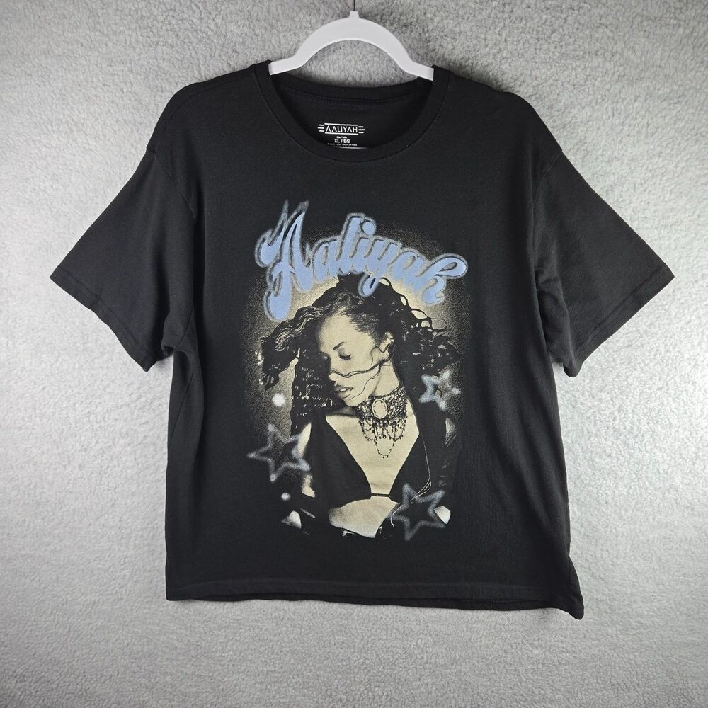 Aaliyah Music T-Shirt Womens XL Black Crew Neck Short Sleeve Tagless